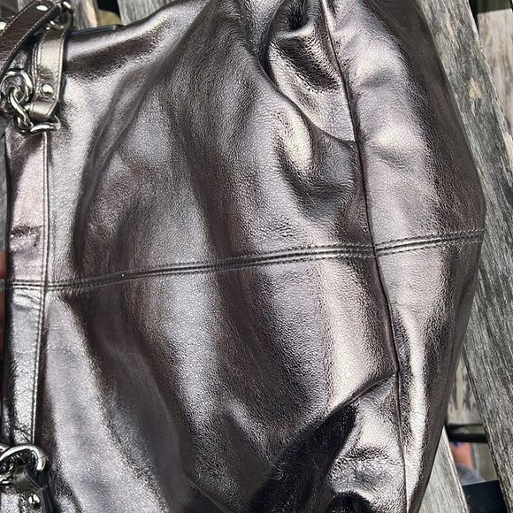 Coach Brook pewter metallic silver hobo satchel bag removable shoulder strap - Picture 5 of 13